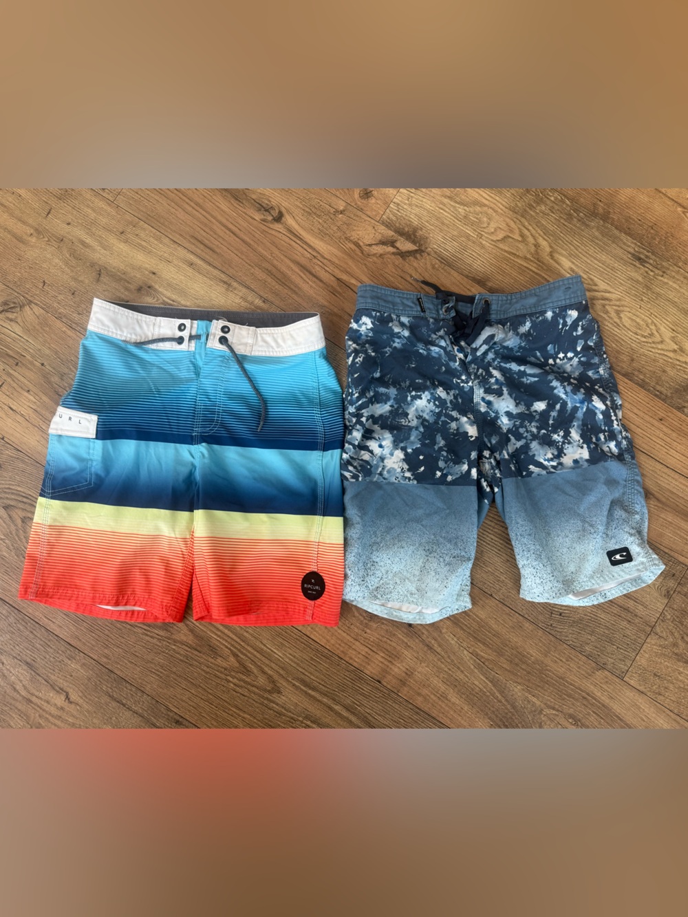 Rip Curl & O’Neil Boys Multicolor Striped and Navy Tie-Dye Swim Trunks